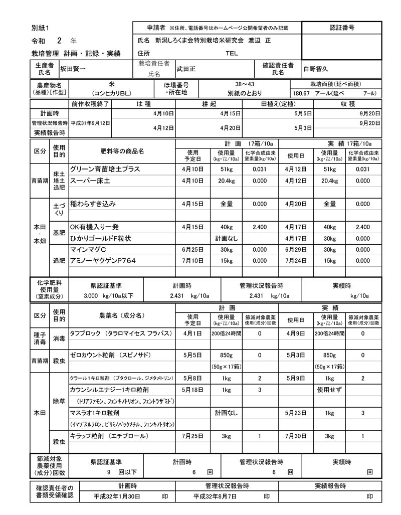栽培記録